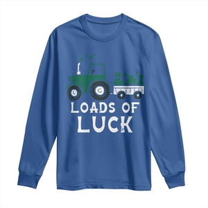 Boys St Patricks Day Long Sleeve Shirt Loads Of Luck Lucky Tractor Truck TS10 Royal Blue Print Your Wear