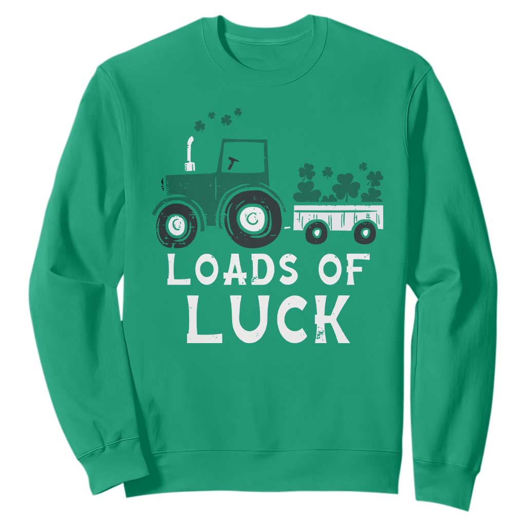 Boys St Patricks Day Sweatshirt Loads Of Luck Lucky Tractor Truck TS10 Irish Green Print Your Wear