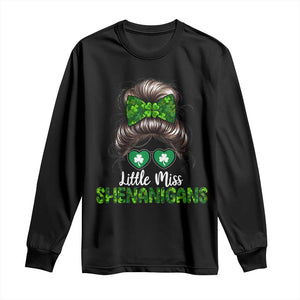 Little Miss Shenanigans St Patricks Day Long Sleeve Shirt Kids Girls Toddler TS10 Black Print Your Wear