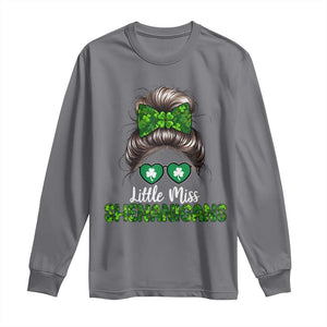 Little Miss Shenanigans St Patricks Day Long Sleeve Shirt Kids Girls Toddler TS10 Charcoal Print Your Wear