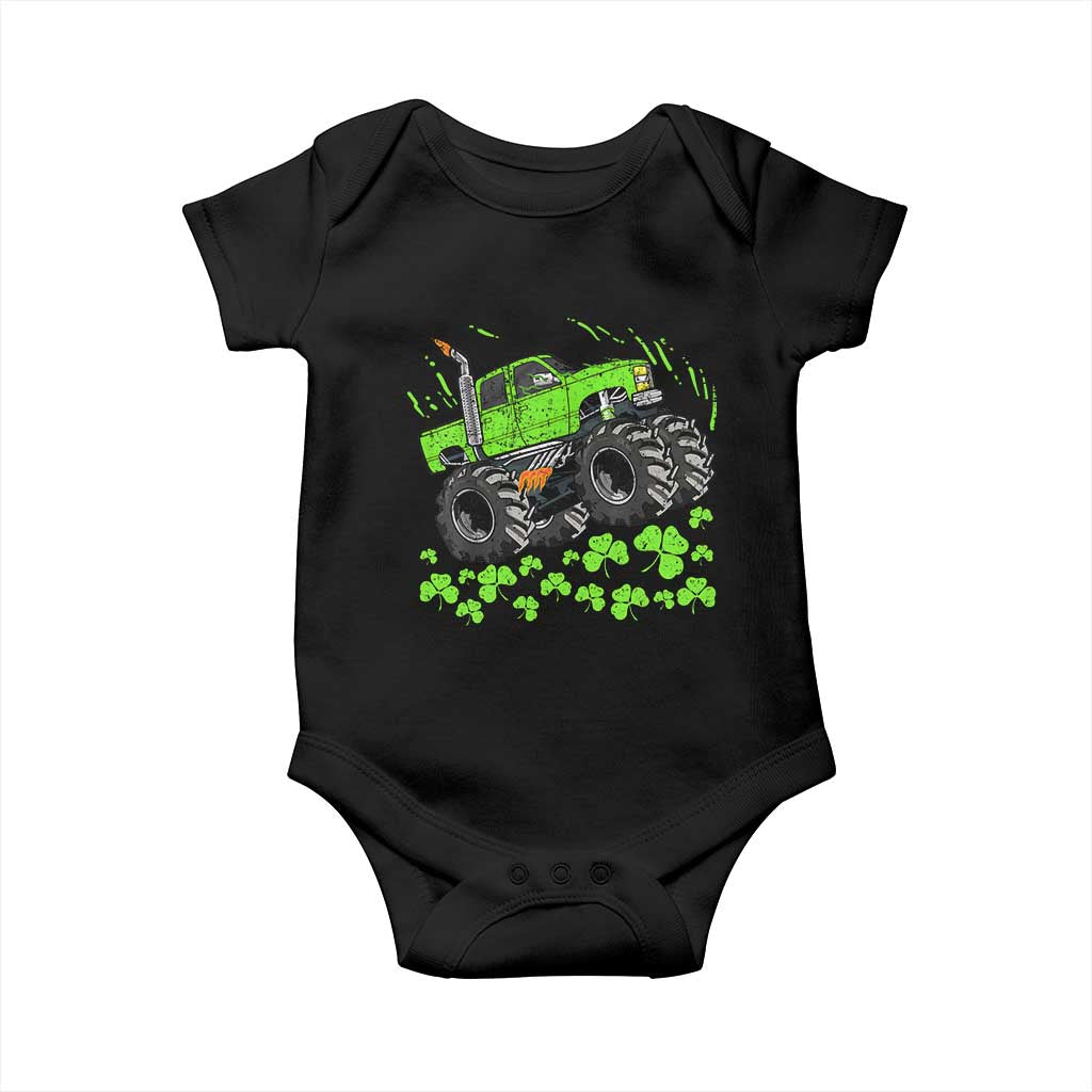 Boys St Patricks Day Lucky Monster Truck Baby Onesie TS10 Black Print Your Wear
