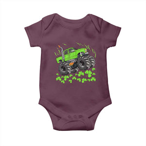 Boys St Patricks Day Lucky Monster Truck Baby Onesie TS10 Maroon Print Your Wear