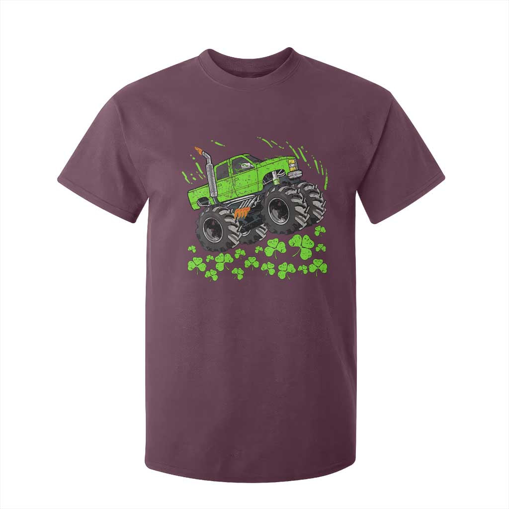 Boys St Patricks Day Lucky Monster Truck T Shirt For Kid TS10 Maroon Print Your Wear