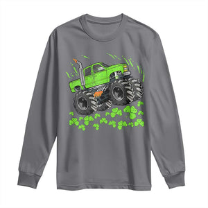 Boys St Patricks Day Lucky Monster Truck Long Sleeve Shirt TS10 Charcoal Print Your Wear