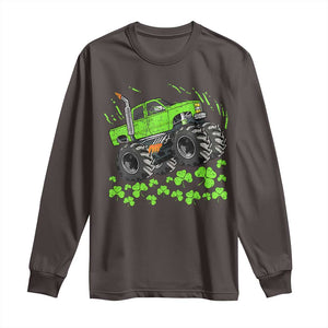 Boys St Patricks Day Lucky Monster Truck Long Sleeve Shirt TS10 Dark Chocolate Print Your Wear