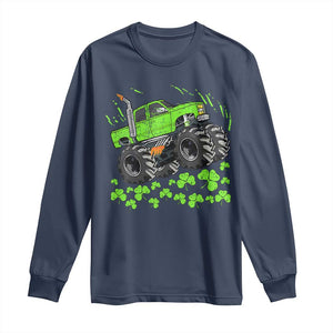 Boys St Patricks Day Lucky Monster Truck Long Sleeve Shirt TS10 Navy Print Your Wear