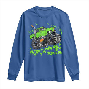 Boys St Patricks Day Lucky Monster Truck Long Sleeve Shirt TS10 Royal Blue Print Your Wear