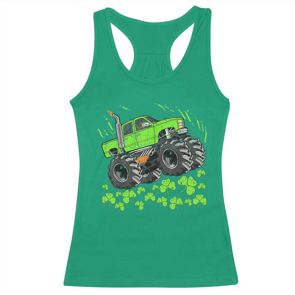 Boys St Patricks Day Lucky Monster Truck Racerback Tank Top TS10 Irish Green Print Your Wear