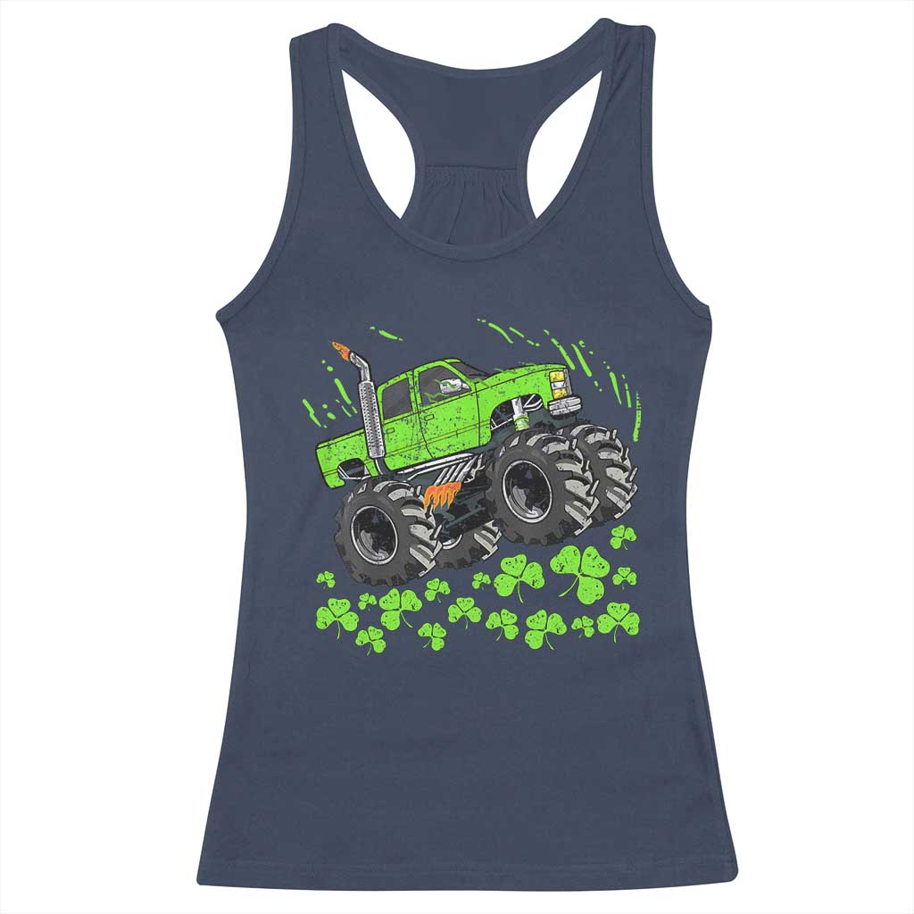 Boys St Patricks Day Lucky Monster Truck Racerback Tank Top TS10 Navy Print Your Wear