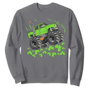 Boys St Patricks Day Lucky Monster Truck Sweatshirt TS10 Charcoal Print Your Wear