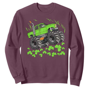 Boys St Patricks Day Lucky Monster Truck Sweatshirt TS10 Maroon Print Your Wear