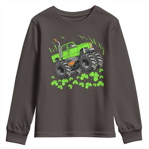 Boys St Patricks Day Lucky Monster Truck Youth Sweatshirt TS10 Dark Chocolate Print Your Wear