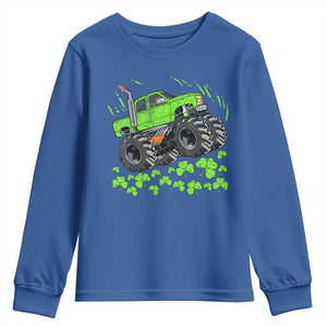 Boys St Patricks Day Lucky Monster Truck Youth Sweatshirt TS10 Royal Blue Print Your Wear