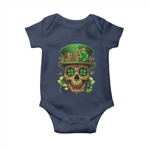 Sugar Skull St Patrick Day Baby Onesie De Los Muertos Lucky Shamrock TS10 Navy Print Your Wear