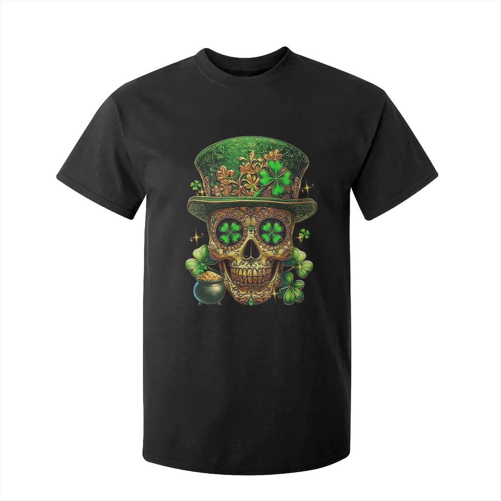 Sugar Skull St Patrick Day T Shirt For Kid De Los Muertos Lucky Shamrock TS10 Black Print Your Wear