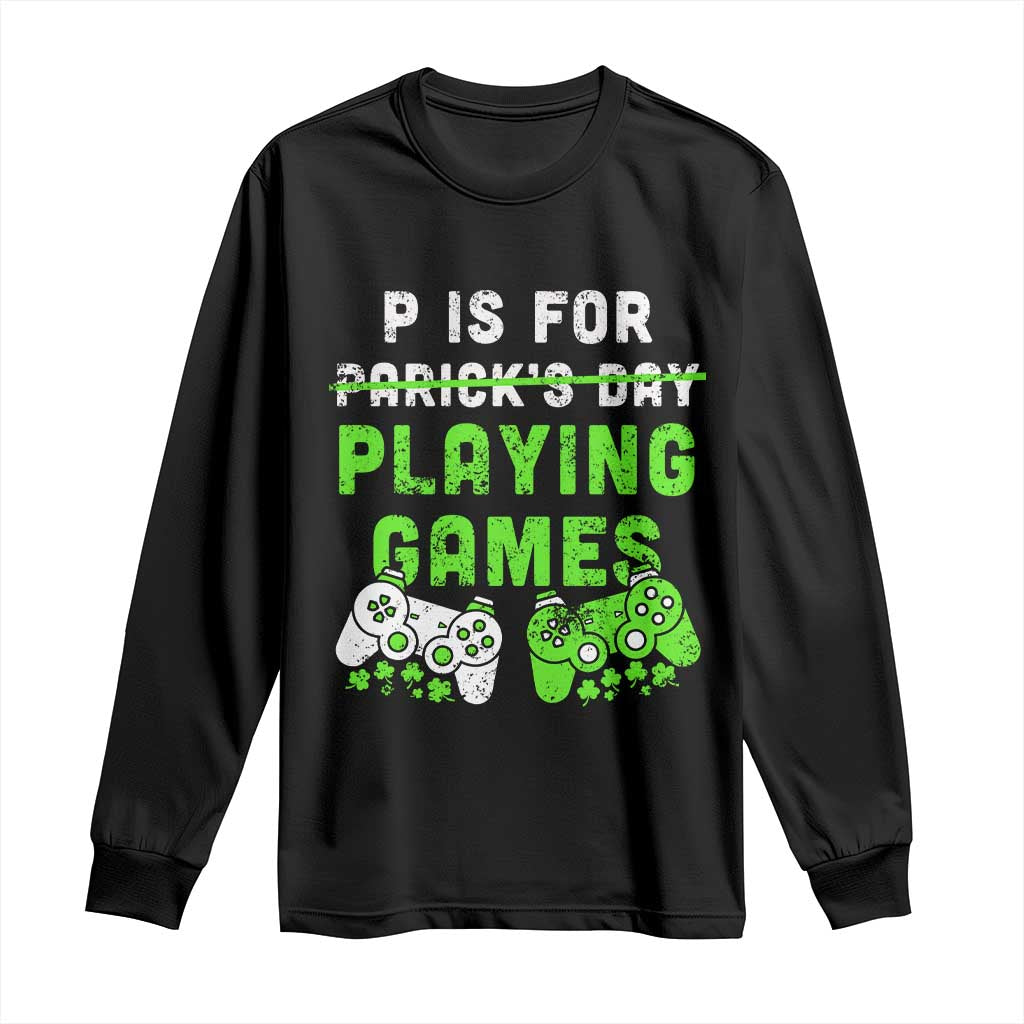 Video Game Controller Irish Gamer Boys St Patricks Day Long Sleeve Shirt TS10 Black Print Your Wear