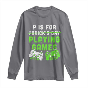 Video Game Controller Irish Gamer Boys St Patricks Day Long Sleeve Shirt TS10 Charcoal Print Your Wear