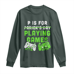 Video Game Controller Irish Gamer Boys St Patricks Day Long Sleeve Shirt TS10 Dark Forest Green Print Your Wear