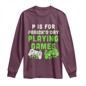 Video Game Controller Irish Gamer Boys St Patricks Day Long Sleeve Shirt TS10 Maroon Print Your Wear