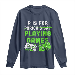 Video Game Controller Irish Gamer Boys St Patricks Day Long Sleeve Shirt TS10 Navy Print Your Wear