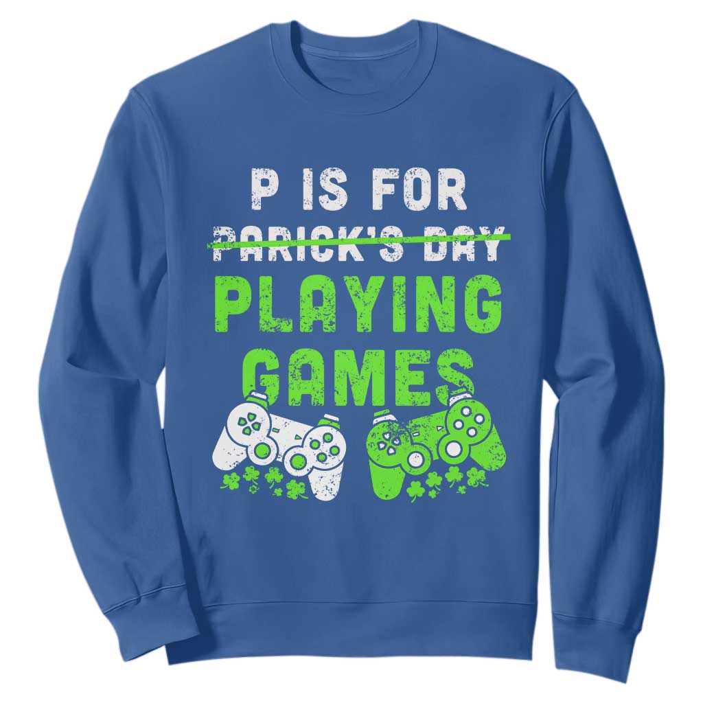 Video Game Controller Irish Gamer Boys St Patricks Day Sweatshirt TS10 Royal Blue Print Your Wear