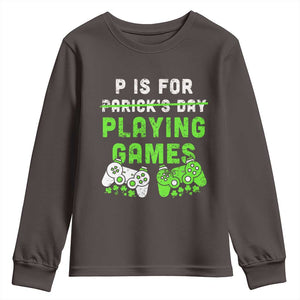 Video Game Controller Irish Gamer Boys St Patricks Day Youth Sweatshirt TS10 Dark Chocolate Print Your Wear