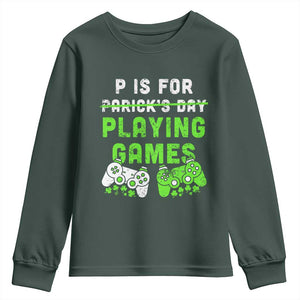 Video Game Controller Irish Gamer Boys St Patricks Day Youth Sweatshirt TS10 Dark Forest Green Print Your Wear