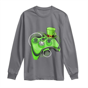 Irish Video Game Controller St Patrick Day Gamer Long Sleeve Shirt TS10 Charcoal Print Your Wear