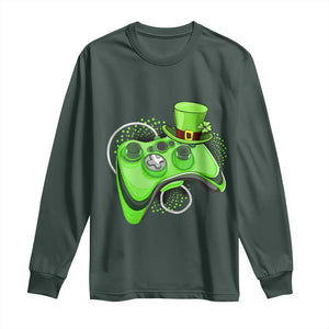 Irish Video Game Controller St Patrick Day Gamer Long Sleeve Shirt TS10 Dark Forest Green Print Your Wear