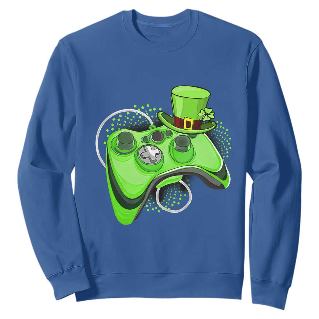 Irish Video Game Controller St Patrick Day Gamer Sweatshirt TS10 Royal Blue Print Your Wear