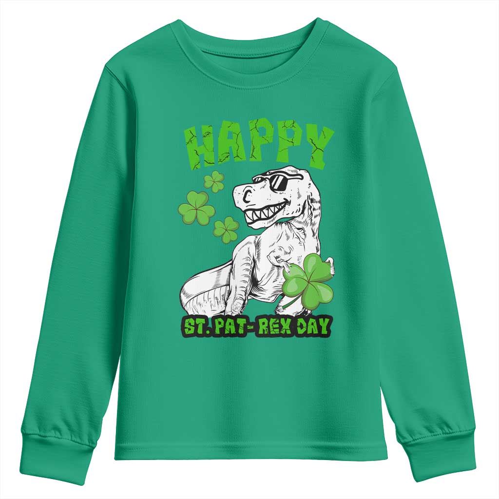 Dinosaur St Patricks Day Youth Sweatshirt Irish Boy School Toddler TS10 Irish Green Print Your Wear