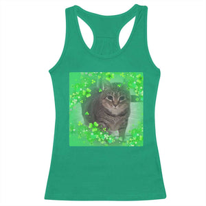 Funny Cat Meme St Patricks Day Racerback Tank Top Lucky Shamrock Goofy Ahh Cat TS10 Irish Green Print Your Wear