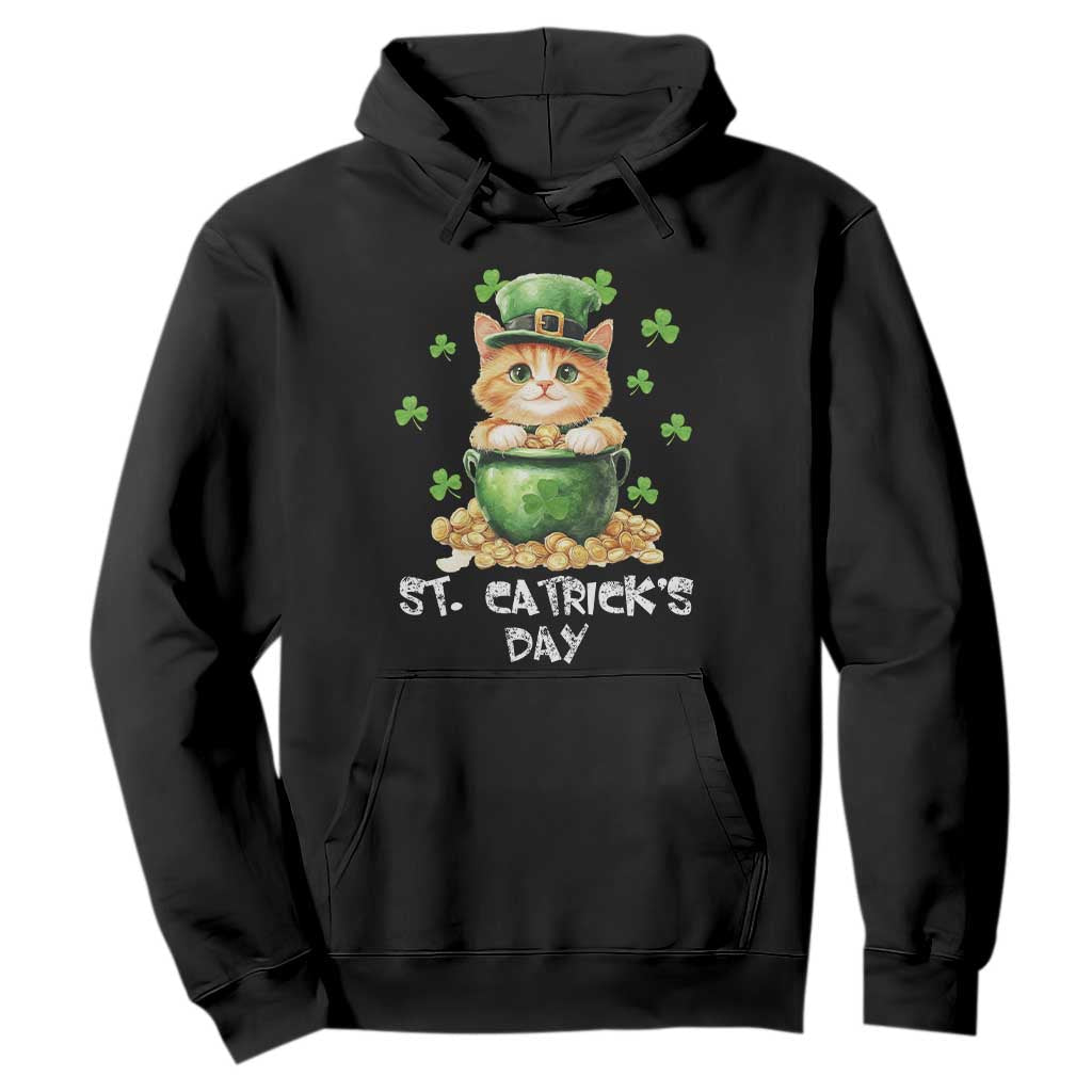 St. Patrick's Day Irish Cat Hoodie Kitty Saint Pattys Lucky Shamrocks TS10 Black Print Your Wear