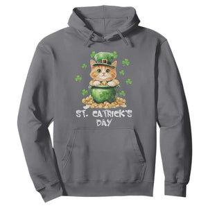 St. Patrick's Day Irish Cat Hoodie Kitty Saint Pattys Lucky Shamrocks TS10 Charcoal Print Your Wear