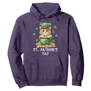 St. Patrick's Day Irish Cat Hoodie Kitty Saint Pattys Lucky Shamrocks TS10 Purple Print Your Wear