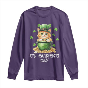 St. Patrick's Day Irish Cat Long Sleeve Shirt Kitty Saint Pattys Lucky Shamrocks TS10 Purple Print Your Wear