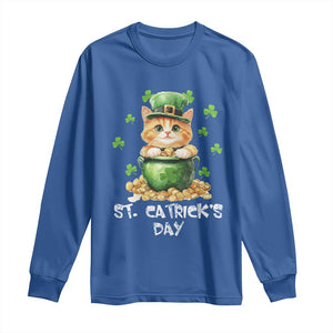 St. Patrick's Day Irish Cat Long Sleeve Shirt Kitty Saint Pattys Lucky Shamrocks TS10 Royal Blue Print Your Wear