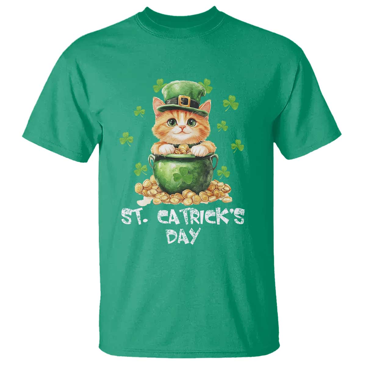St. Patrick's Day Irish Cat T Shirt Kitty Saint Pattys Lucky Shamrocks TS10 Irish Green Print Your Wear