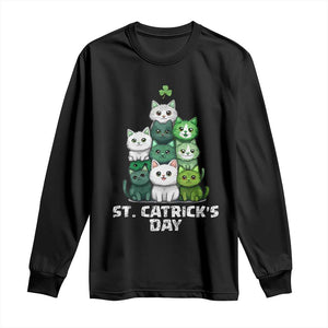 St. Patrick's Day Irish Cat Long Sleeve Shirt Cute Cats Saint Pattys TS10 Black Print Your Wear