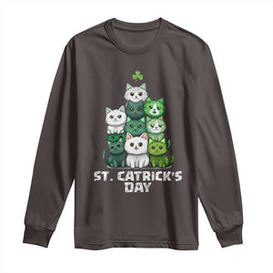 St. Patrick's Day Irish Cat Long Sleeve Shirt Cute Cats Saint Pattys TS10 Dark Chocolate Print Your Wear