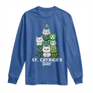 St. Patrick's Day Irish Cat Long Sleeve Shirt Cute Cats Saint Pattys TS10 Royal Blue Print Your Wear