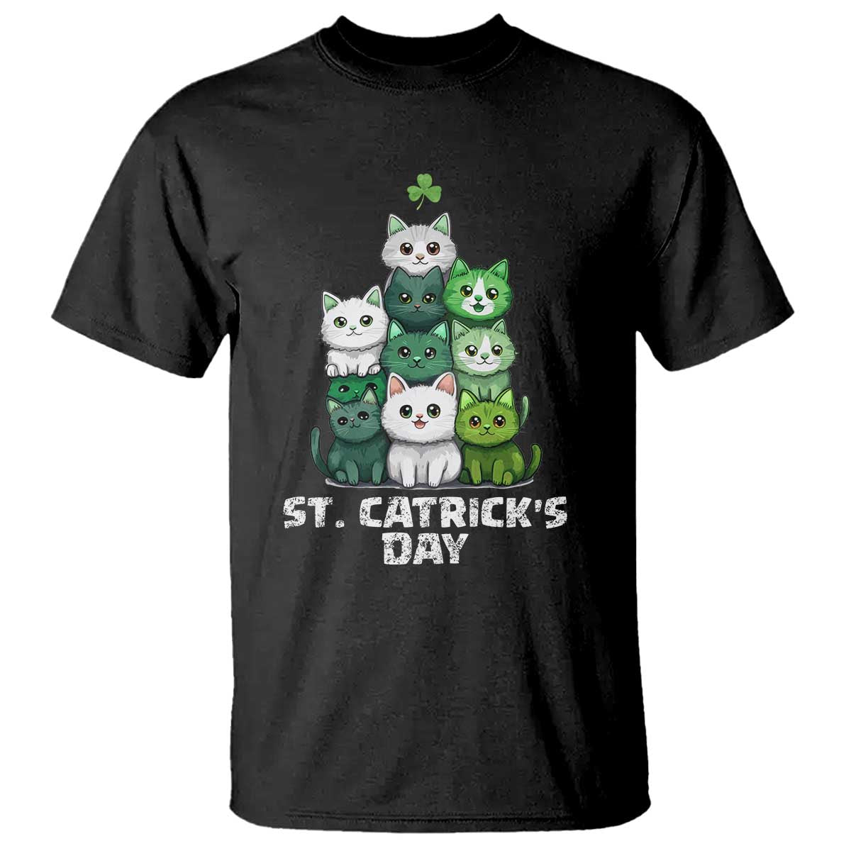 St. Patrick's Day Irish Cat T Shirt Cute Cats Saint Pattys TS10 Black Print Your Wear