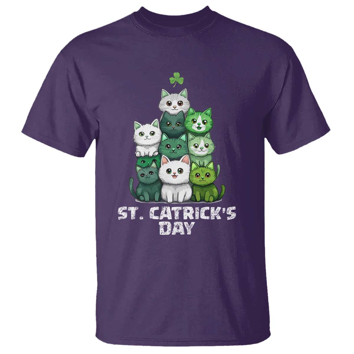 St. Patrick's Day Irish Cat T Shirt Cute Cats Saint Pattys TS10 Purple Print Your Wear