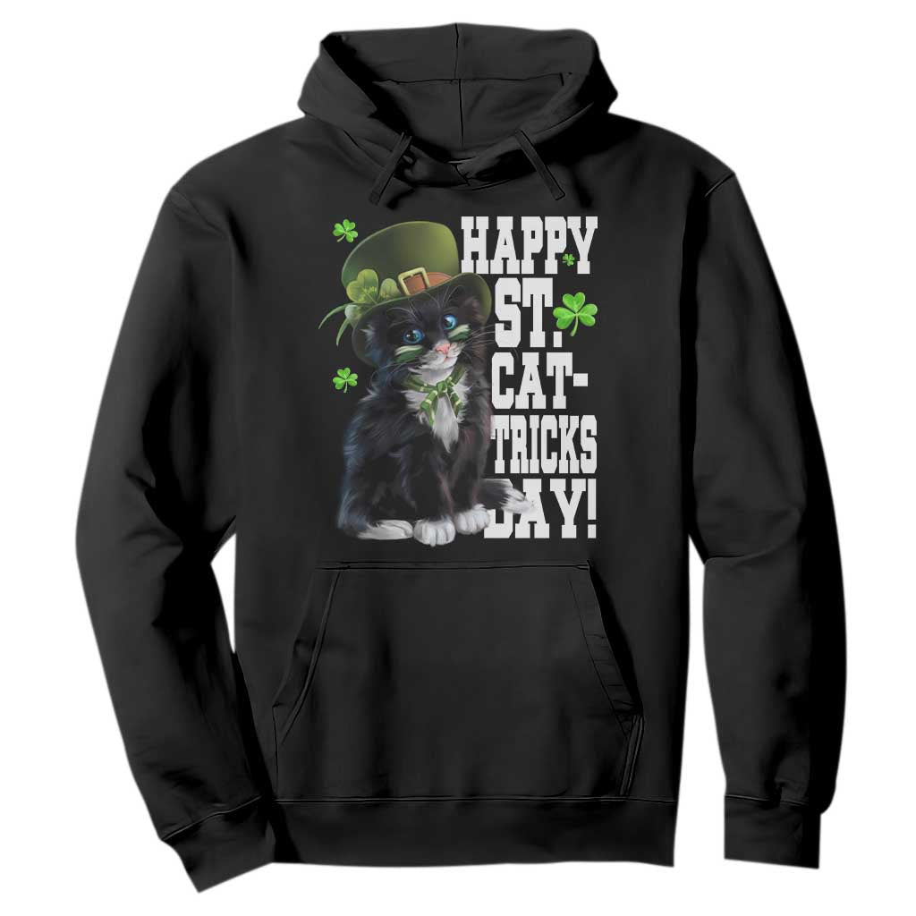 Shamrock Cat St Patricks Day Hoodie Kitty Mom Gift TS10 Black Print Your Wear