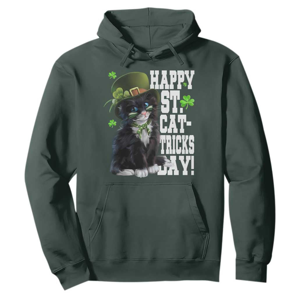 Shamrock Cat St Patricks Day Hoodie Kitty Mom Gift TS10 Dark Forest Green Print Your Wear
