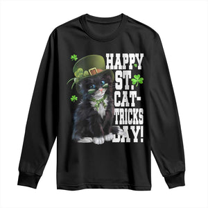 Shamrock Cat St Patricks Day Long Sleeve Shirt Kitty Mom Gift TS10 Black Print Your Wear