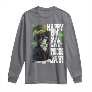 Shamrock Cat St Patricks Day Long Sleeve Shirt Kitty Mom Gift TS10 Charcoal Print Your Wear