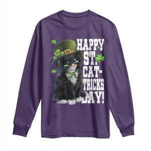 Shamrock Cat St Patricks Day Long Sleeve Shirt Kitty Mom Gift TS10 Purple Print Your Wear