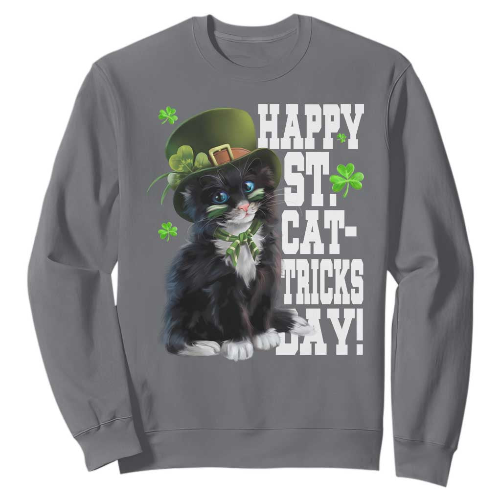 Shamrock Cat St Patricks Day Sweatshirt Kitty Mom Gift TS10 Charcoal Print Your Wear