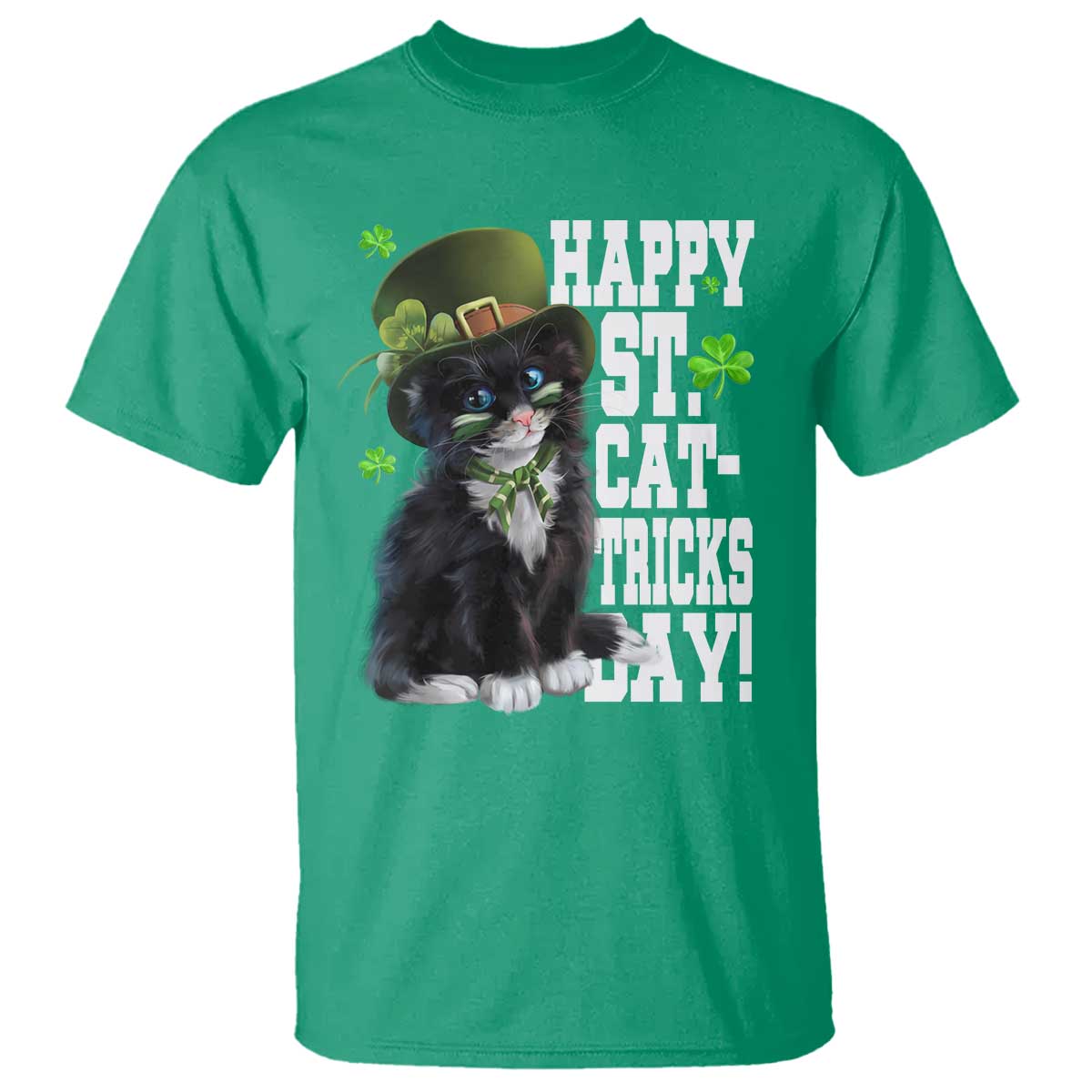 Shamrock Cat St Patricks Day T Shirt Kitty Mom Gift TS10 Irish Green Print Your Wear